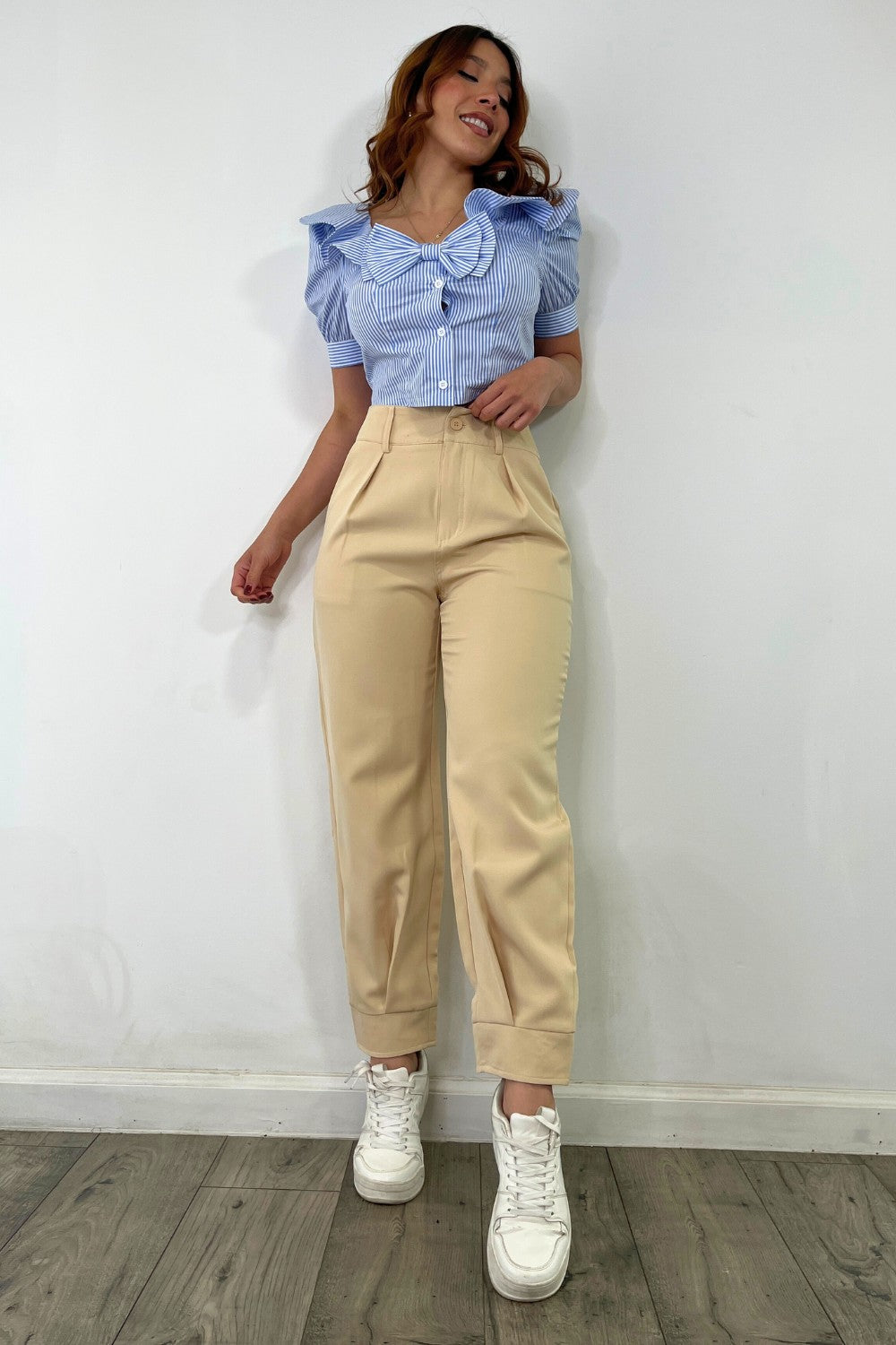 OP-4106 HIGH WAIST PLEATED BAGGY ANKLE LEGTH PANTS 6 PIECES 2/S 2/M 2/L