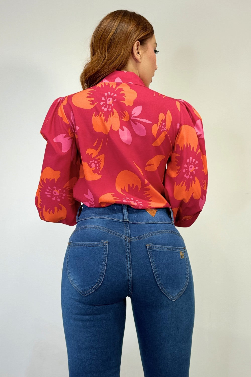 OP-4382 TROPICAL FLOWER PRINTED BISHOP SLEEVE BLOUSE 6 PIECES 2/S 2/M 2/L