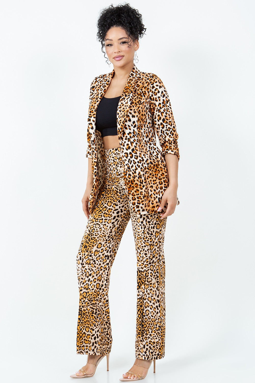 G-377 ANIMAL PRINT SET PANTS AND BLAZER 6 PIECES 2/S 2/M 2/L