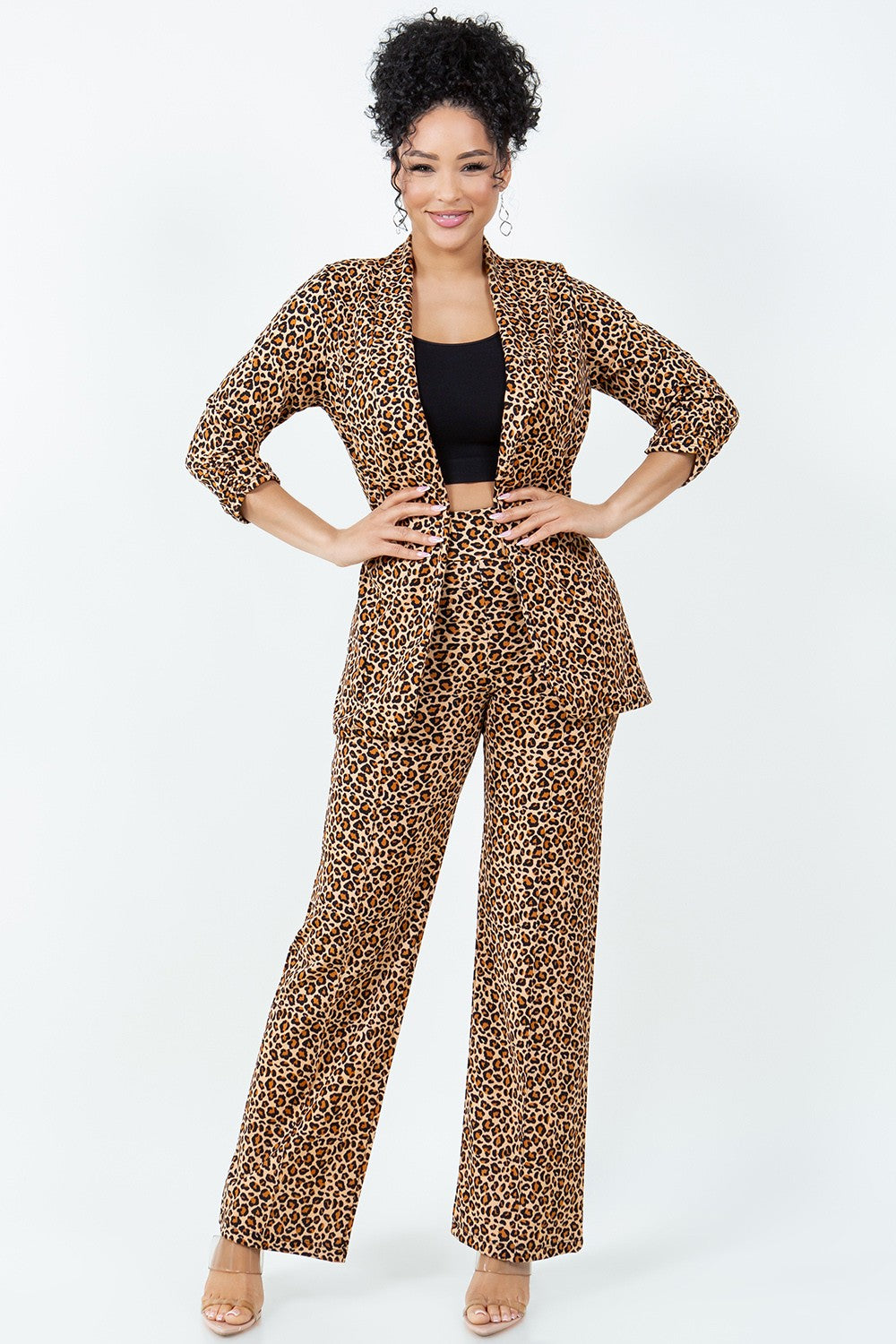 G-377 ANIMAL PRINT SET PANTS AND BLAZER 6 PIECES 2/S 2/M 2/L