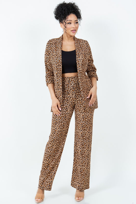 G-377 ANIMAL PRINT SET PANTS AND BLAZER 6 PIECES 2/S 2/M 2/L