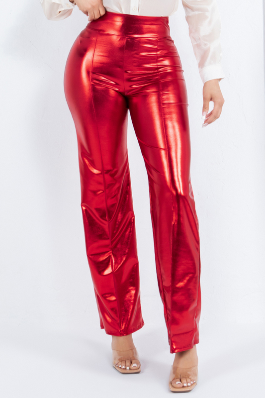 OP-379 METALLIC STRETCH PANTS 6 PIECES  2/S 2/M 2/L