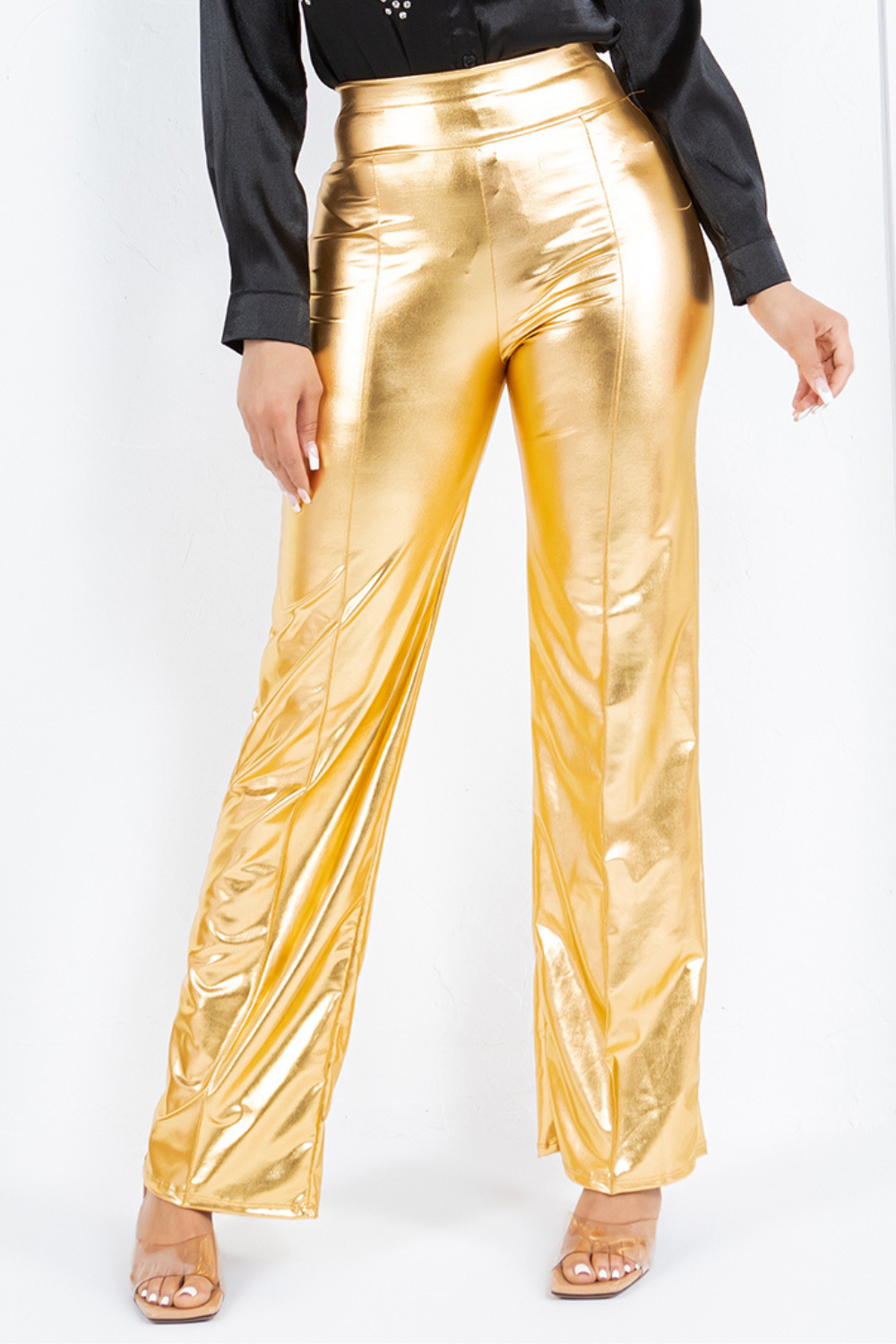 OP-379 METALLIC STRETCH PANTS 6 PIECES  2/S 2/M 2/L