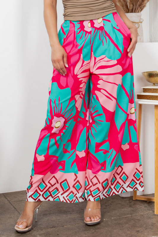 OP-4474 MULTI TROPICAL PRINT WIDE LEG PANTS 6 PIECES 2/S 2/M 2/L