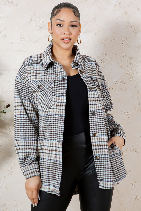 OJ-0001 OVERSIZE PLAID SHACKET 6 PIECES 2/S 2/M 2/L