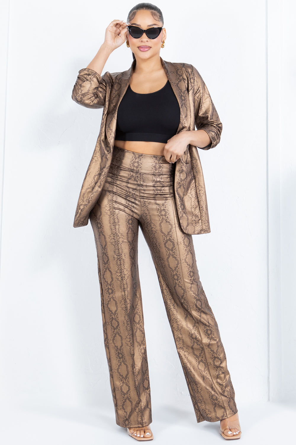 OP-377 ANIMAL PRINT SET PANTS AND BLAZER 6 PIECES 2/S 2/M 2/L