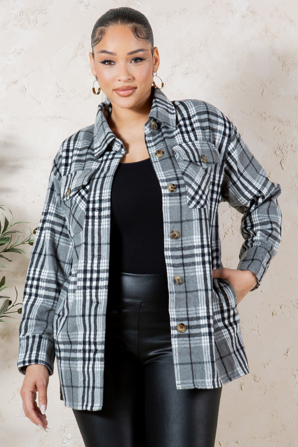 OJ-0001 OVERSIZE PLAID SHACKET 6 PIECES 2/S 2/M 2/L