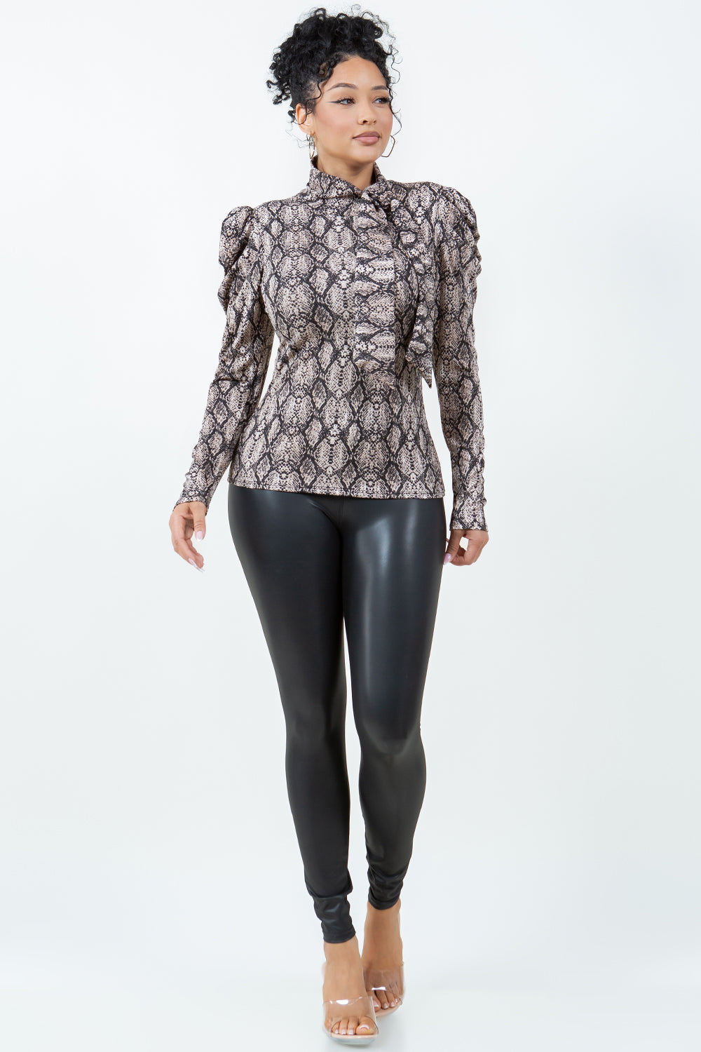 OP-267 ANIMAL PRINT TIE NECK BLOUSE 6 PIECES 2/S 2/M 2/L