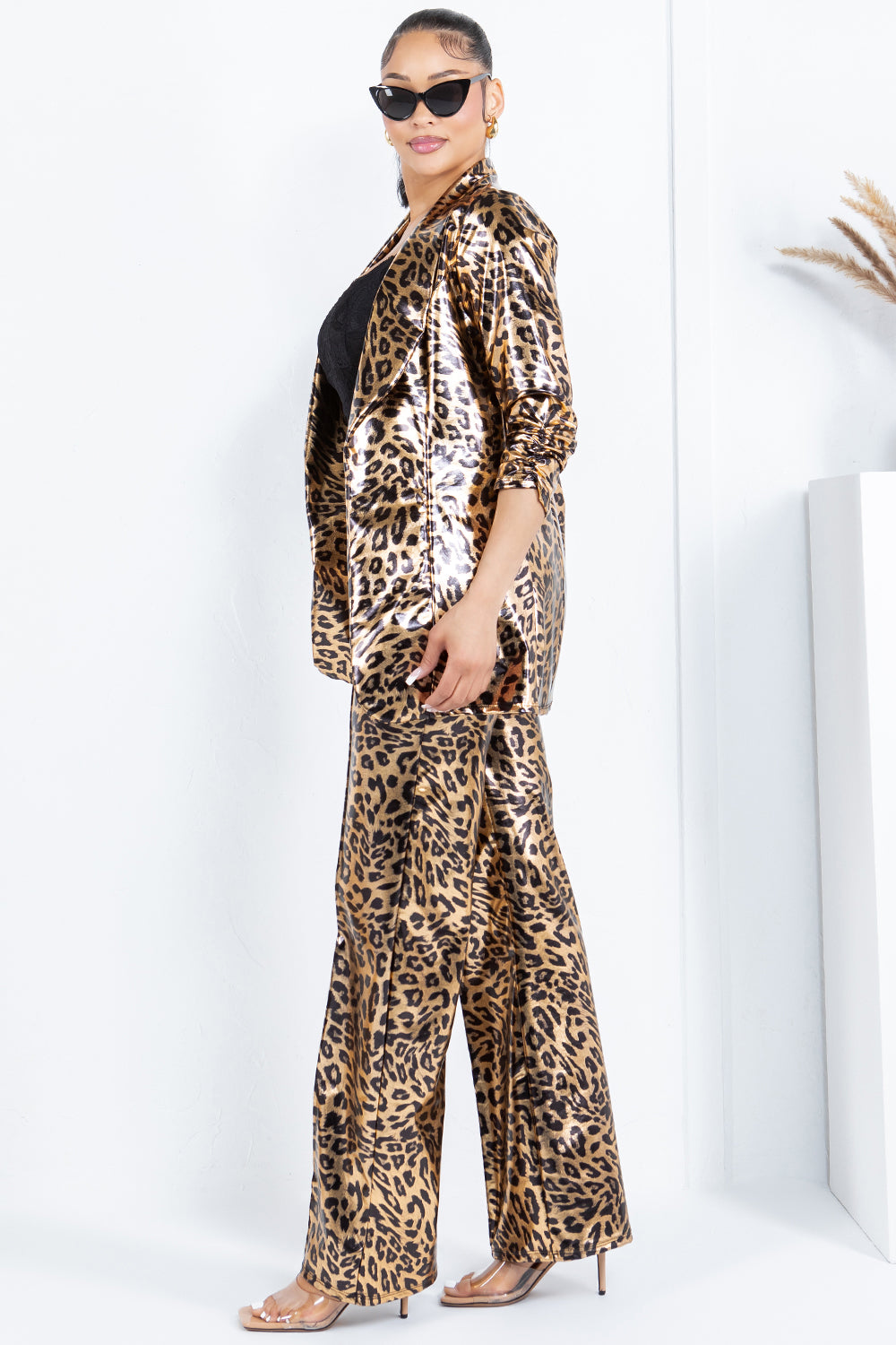 OP-377 ANIMAL PRINT SET PANTS AND BLAZER 6 PIECES 2/S 2/M 2/L