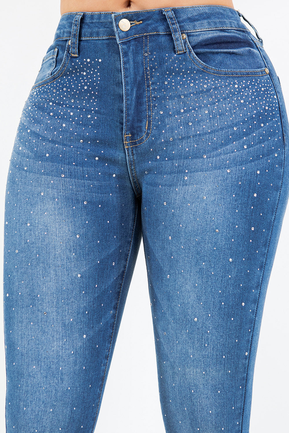 OP-910390 EMBELLISHED MID RISE SKINNY JEANS 12 PIECES PACKAGE