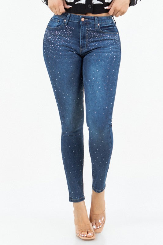 OP-910390 EMBELLISHED MID RISE SKINNY JEANS 12 PIECES PACKAGE