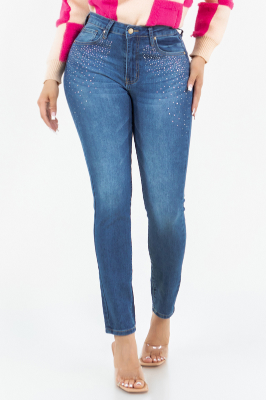 OP-910490 EMBELLISHED MID RISE SKINNY JEANS 12 PIECES PACKAGE