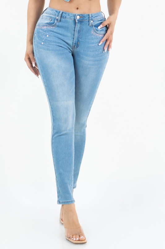 OP-910190 EMBELLISHED MID RISE SKINNY JEANS 12 PIECES PACKAGE